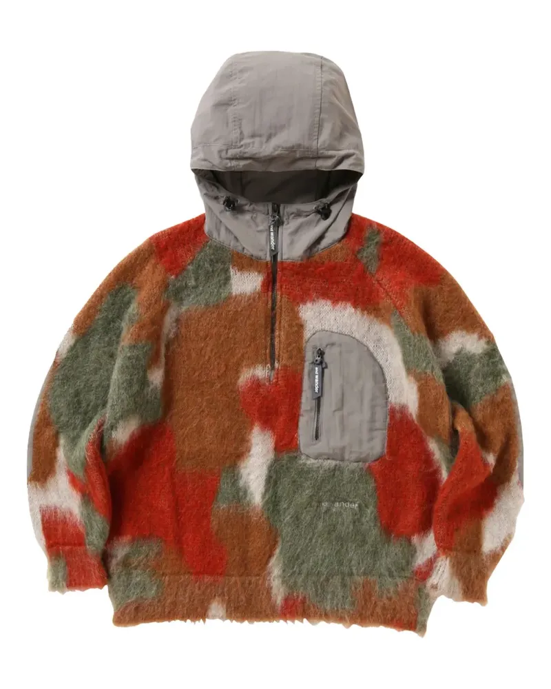 and wander Hoodie aus Camouflage-Jacquard - Braun Braun