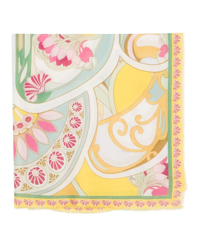 La DoubleJ floral-print graphic-pattern scarf - Grün Grün