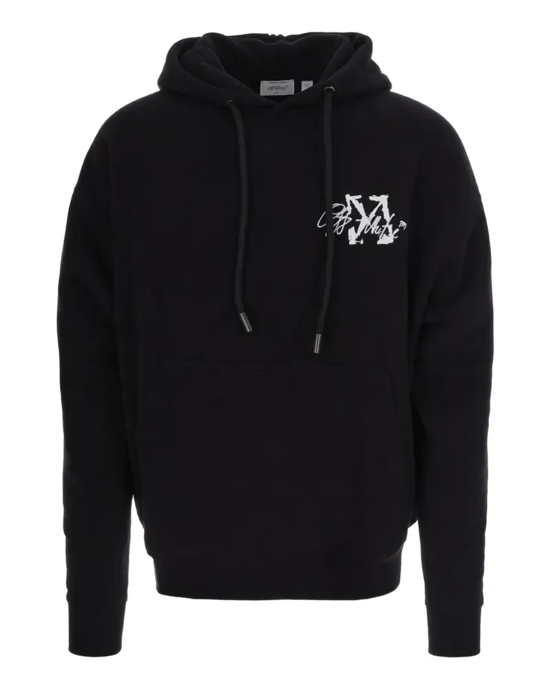 OFF-WHITE logo-print drawstring hoodie - Schwarz Schwarz