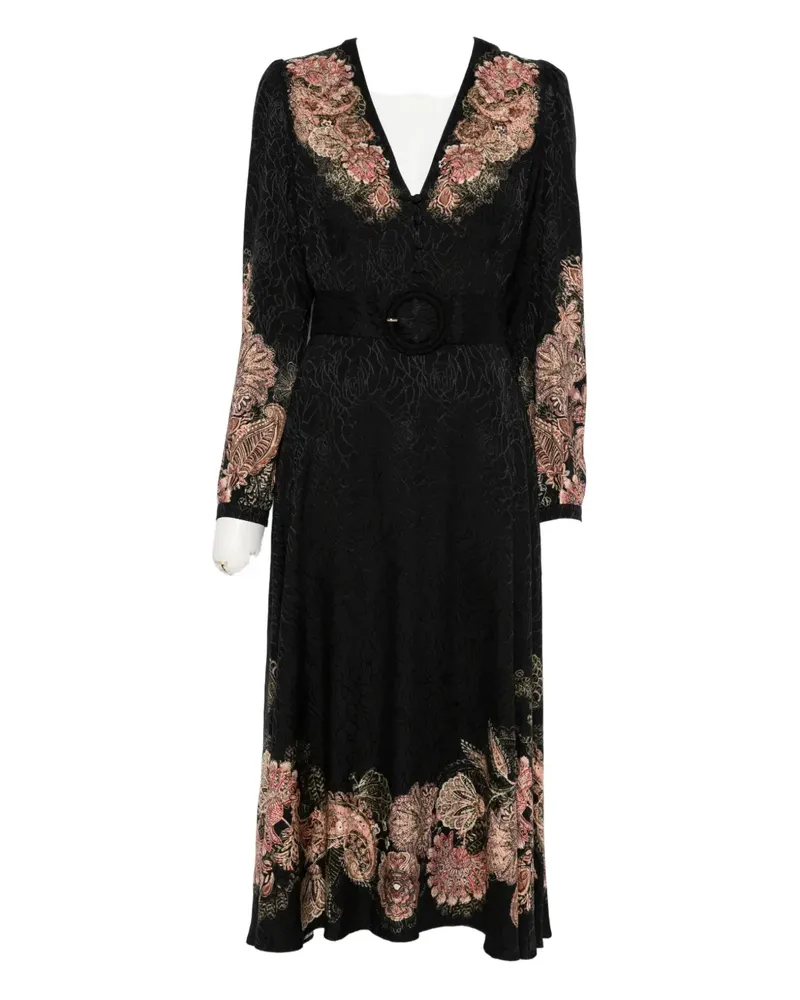 Twin-Set Kleid mit Blumen-Print - Schwarz Schwarz