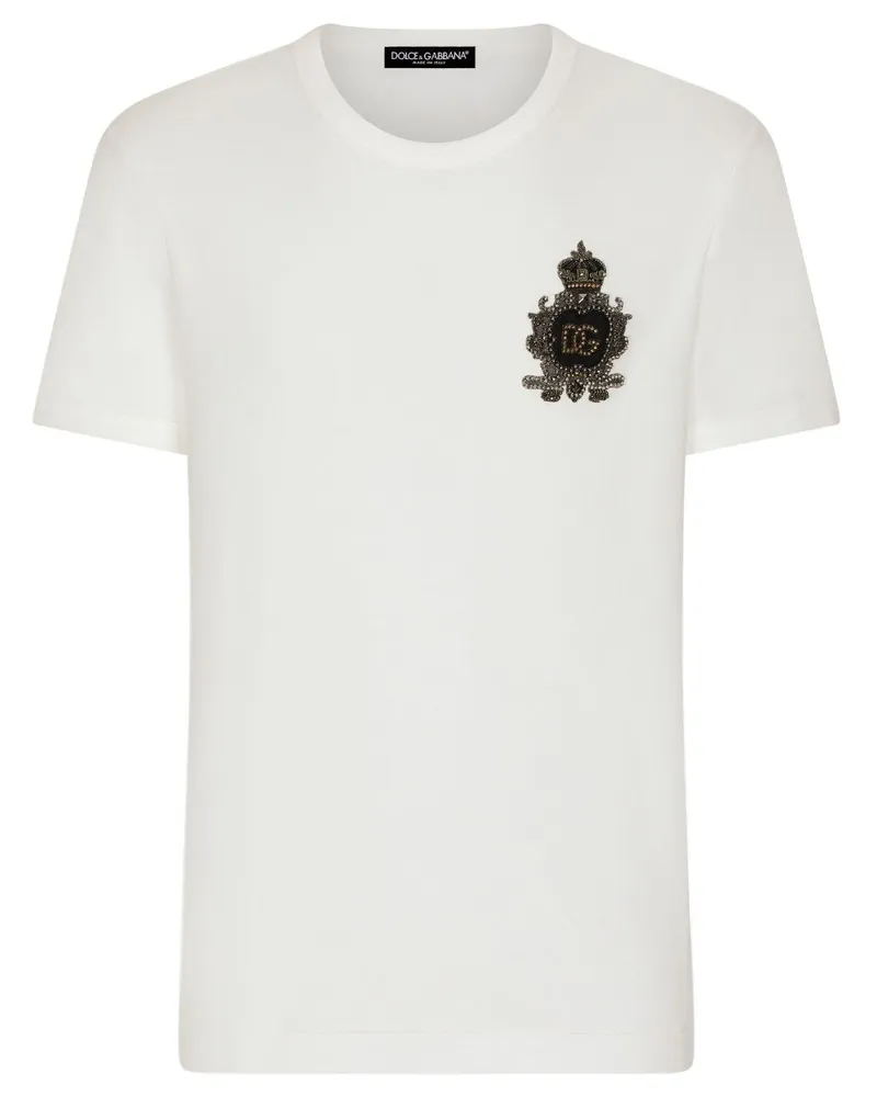 Dolce & Gabbana T-Shirt mit Logo-Patch - Weiß Weiß