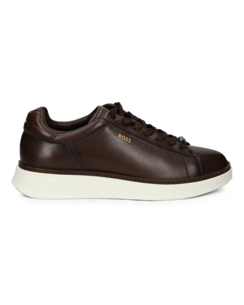 HUGO BOSS logo-print leather sneakers - Braun Braun