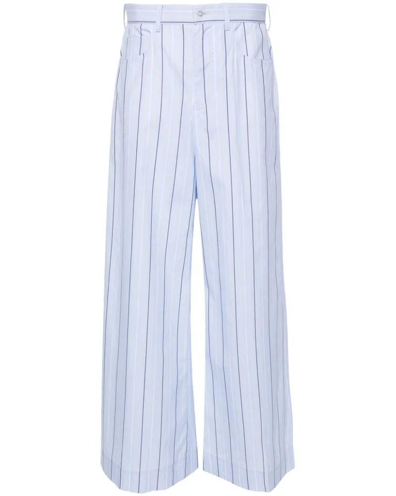 Marni Gestreifte Popeline-Hose - Blau Blau