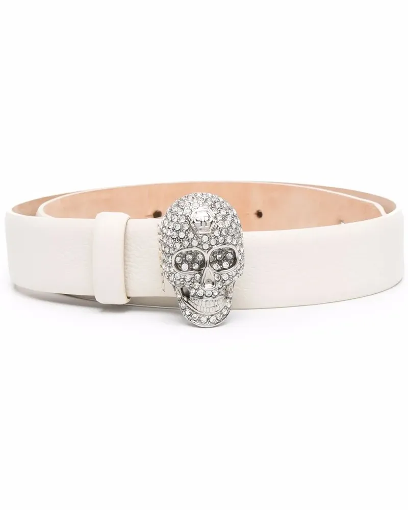Philipp Plein Iconic Plein Gürtel mit Totenkopf - Nude Nude