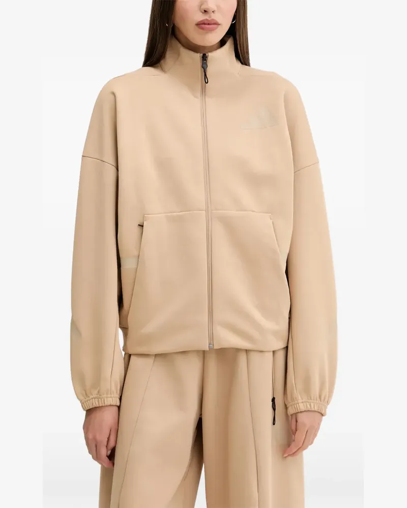 adidas Z.N.E. logo-print zip-up sweatshirt - Nude Nude