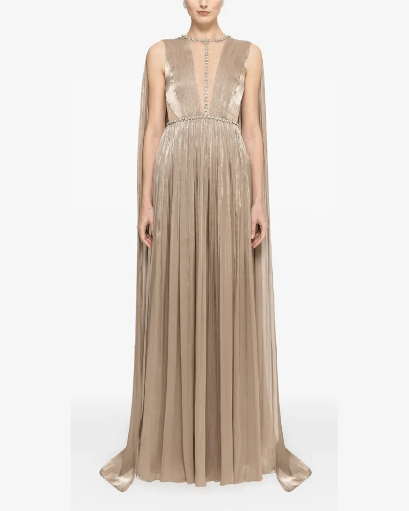NISSA crystal-embellished chiffon maxi dress - Nude Nude
