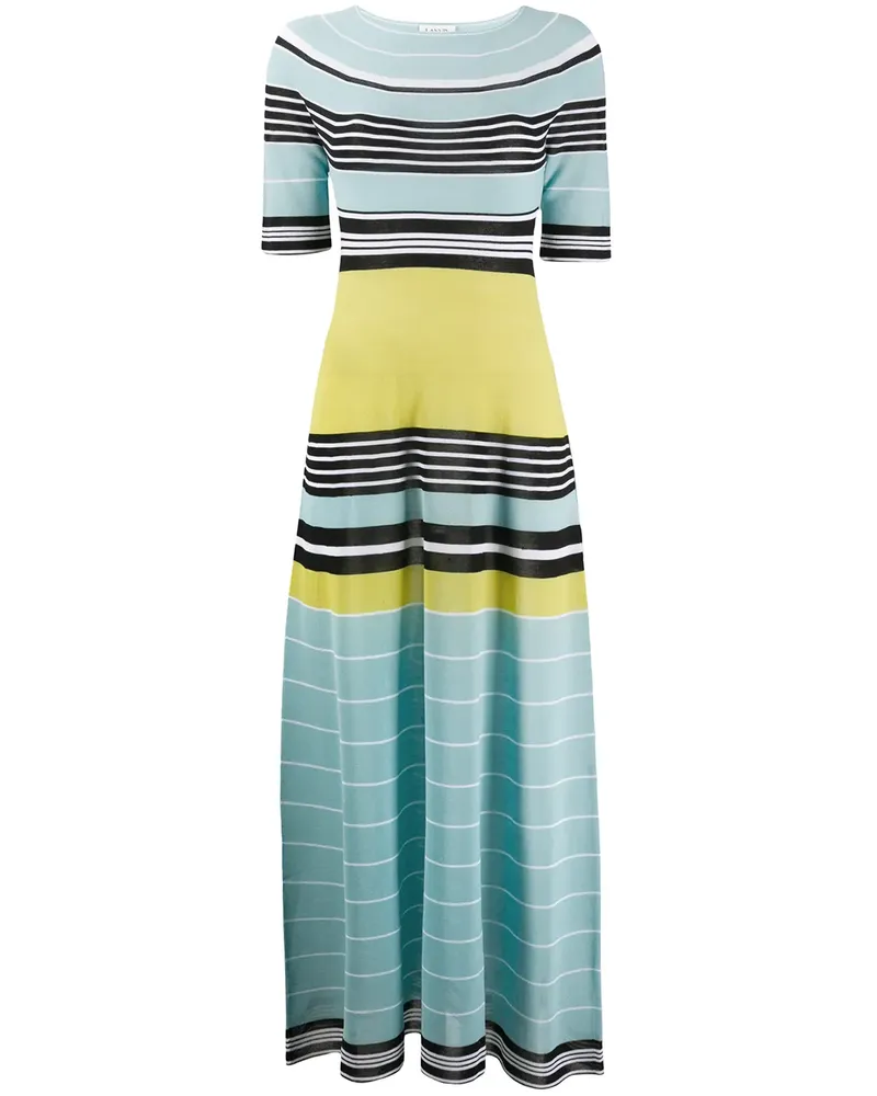 Lanvin Langes Strickkleid mit Streifen - Blau Blau