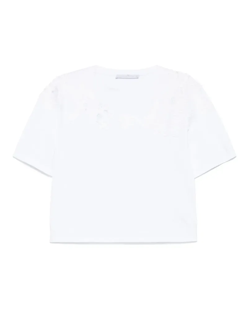 Ermanno Scervino T-Shirt mit Blumen-Patch - Weiß Weiß