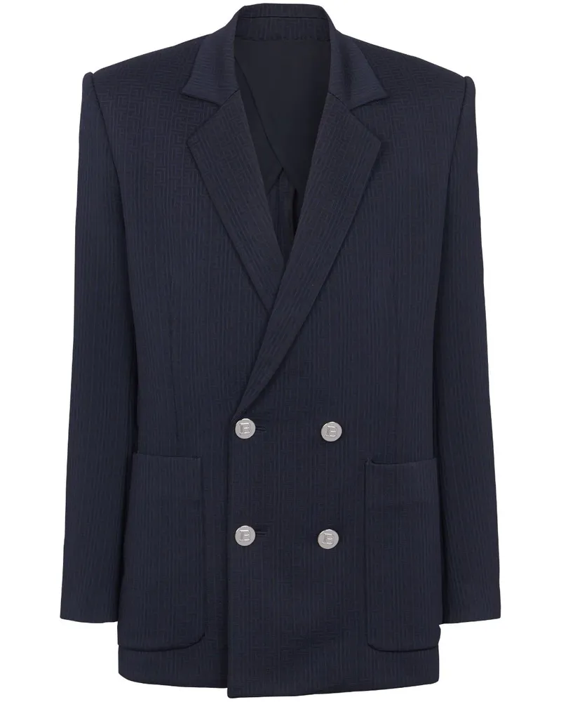 Balmain Doppelreihiges Sakko mit Monogramm - Blau Blau