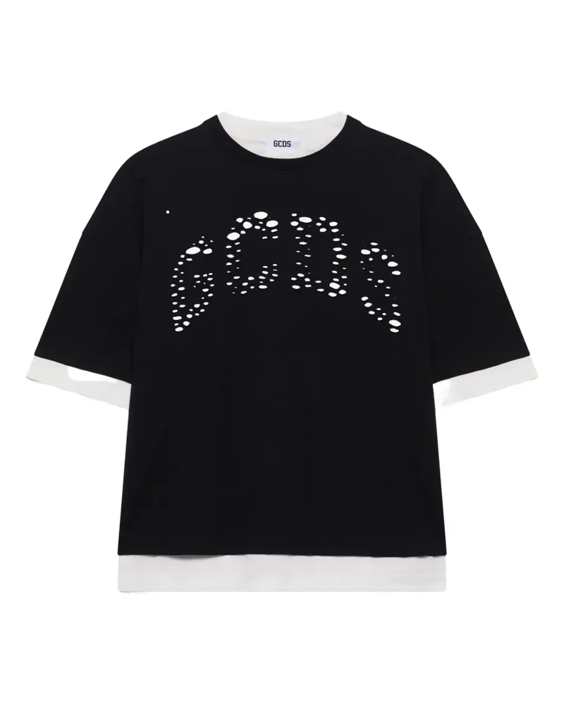 GCDS Perforiertes T-Shirt im Layering-Look - Schwarz Schwarz