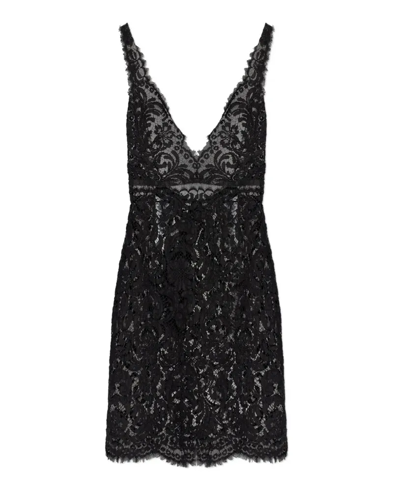 Dsquared2 lace-detail fringed mini dress - Schwarz Schwarz
