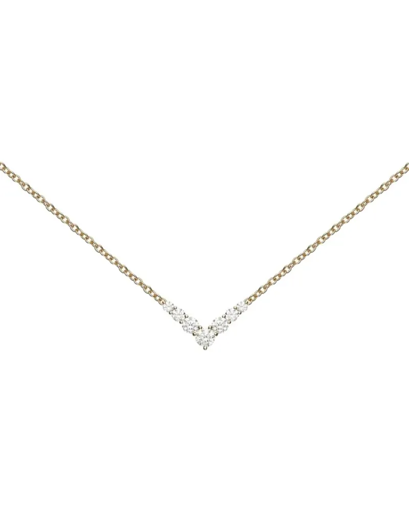 Melissa Kaye 18kt mini Aria Diamond V Gelbgoldhalskette Gold