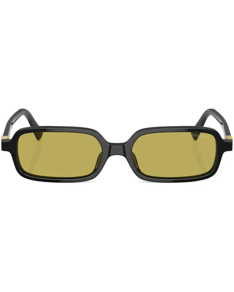 Miu Miu Eckige Sonnenbrille mit Logo - Schwarz Schwarz