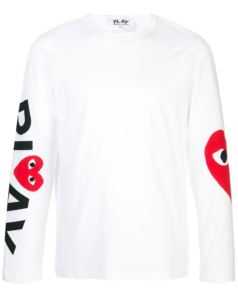 Comme des Garçons Langarmshirt mit Herzen Weiß