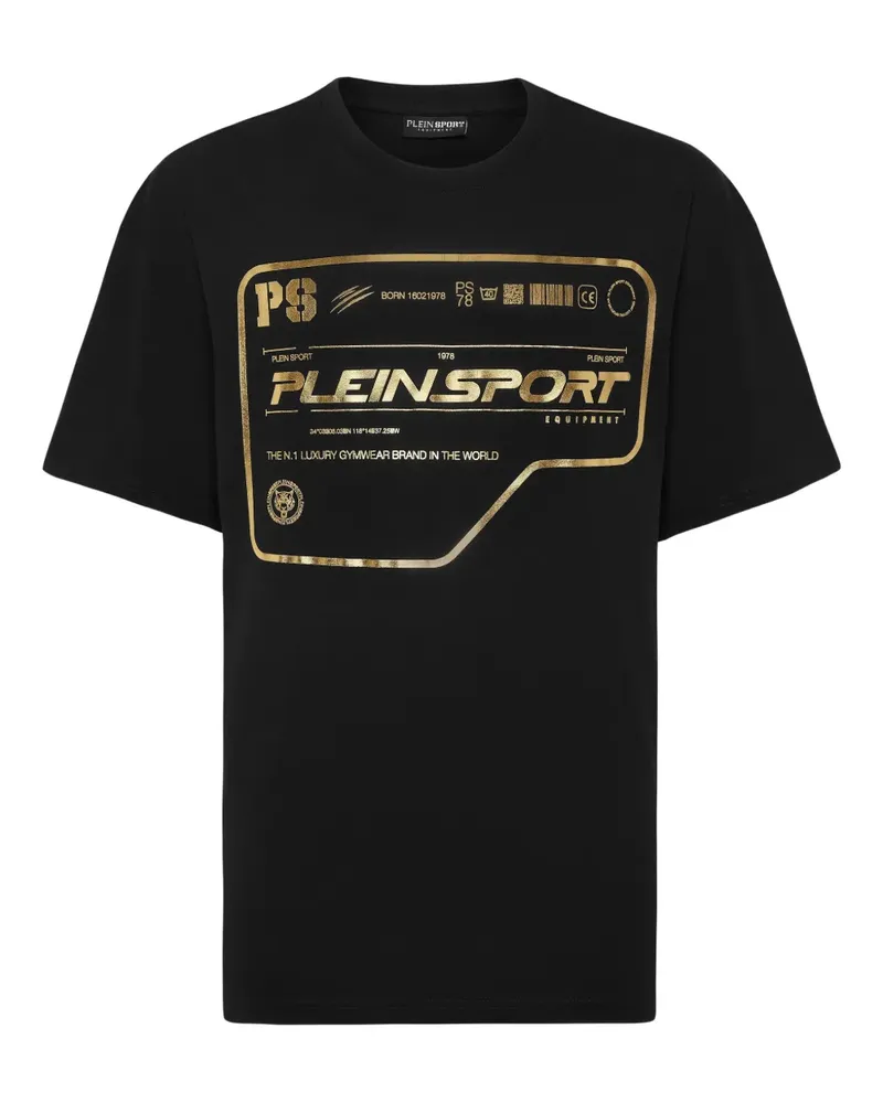 Philipp Plein T-Shirt mit goldfarbenem Logo - Schwarz Schwarz
