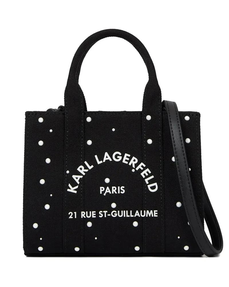 Karl Lagerfeld mini Rue St-Guillaume pearl-embellished tote bag - Schwarz Schwarz