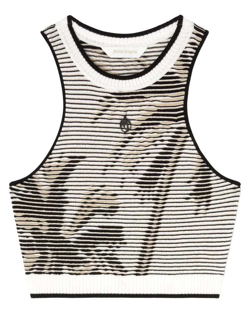 Palm Angels Cropped-Top aus Palmen-Jacquard - Schwarz Schwarz
