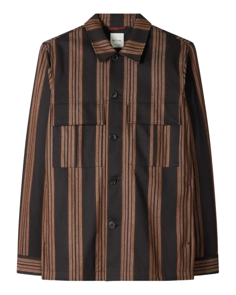Paul Smith vertical-stripe chest-pockets shirt - Schwarz Schwarz
