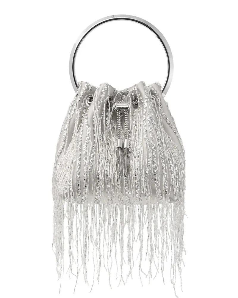 Jimmy Choo Bon Bon Beuteltasche mit Fransen - Silber Silber