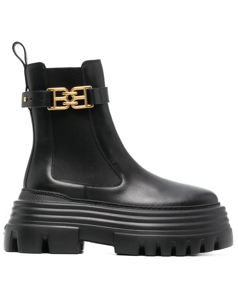Bally Stiefel mit Logo-Schild - Schwarz Schwarz