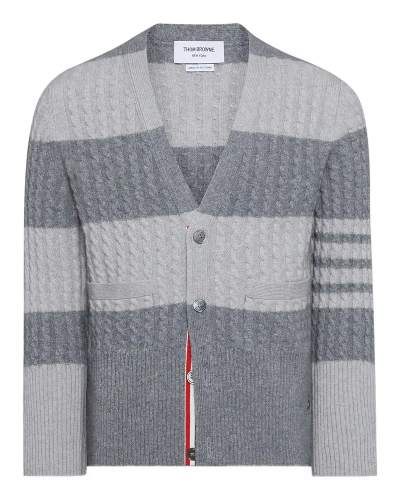 Thom Browne Gestreifter 4R-Bar Cardigan - Grau Grau