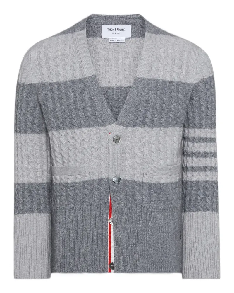 Thom Browne Kaschmircardigan mit Streifen - Grau Grau