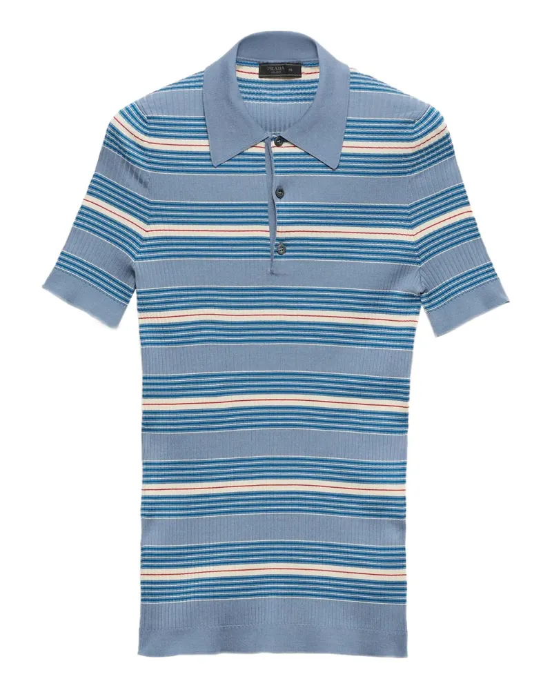 Prada Geripptes Poloshirt - Blau Blau