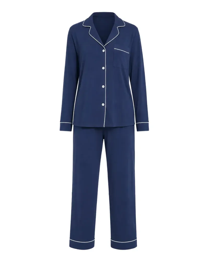 Eberjey Gisele Pyjama mit Paspelierung - Blau Blau