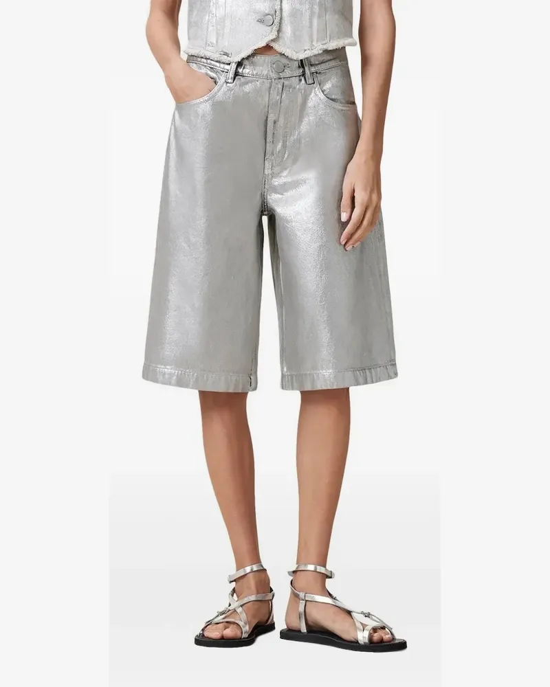 AllSaints Shorts im Metallic-Look - Silber Silber