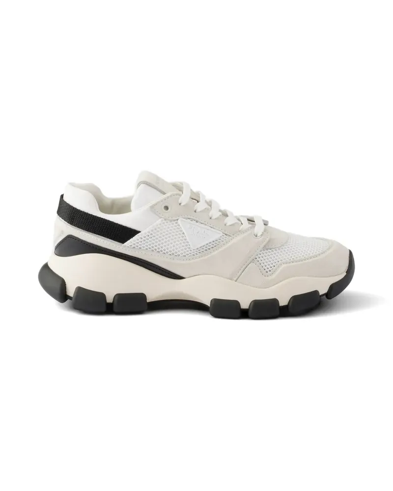 Prada mesh fabric and suede sneakers - Nude Nude