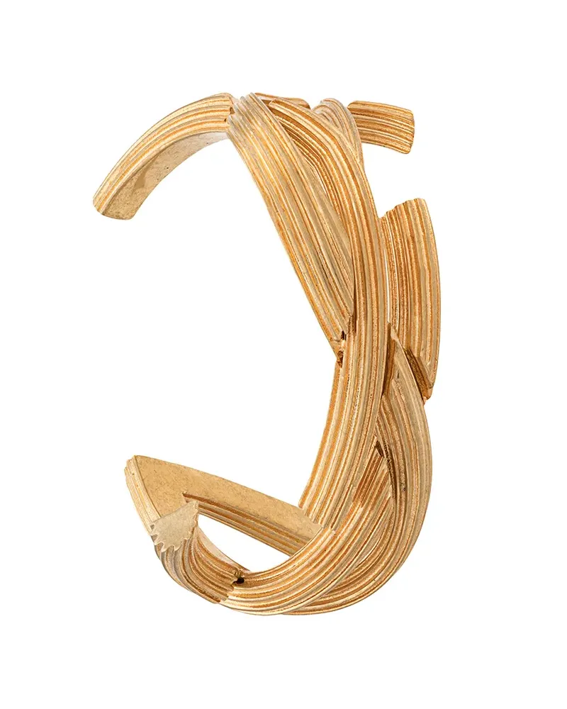 Saint Laurent Gerippte Armspange - Gold Gold