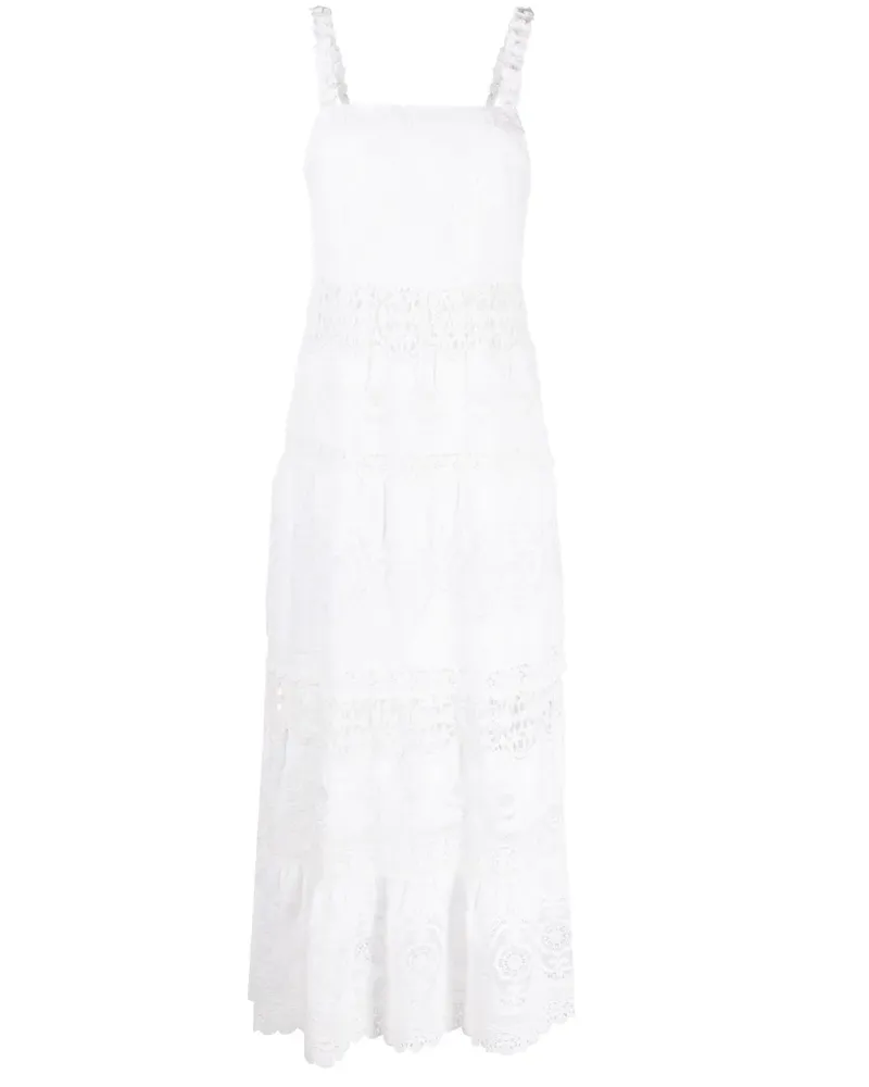 Alice + Olivia Besticktes Alora Midikleid - Weiß Weiß