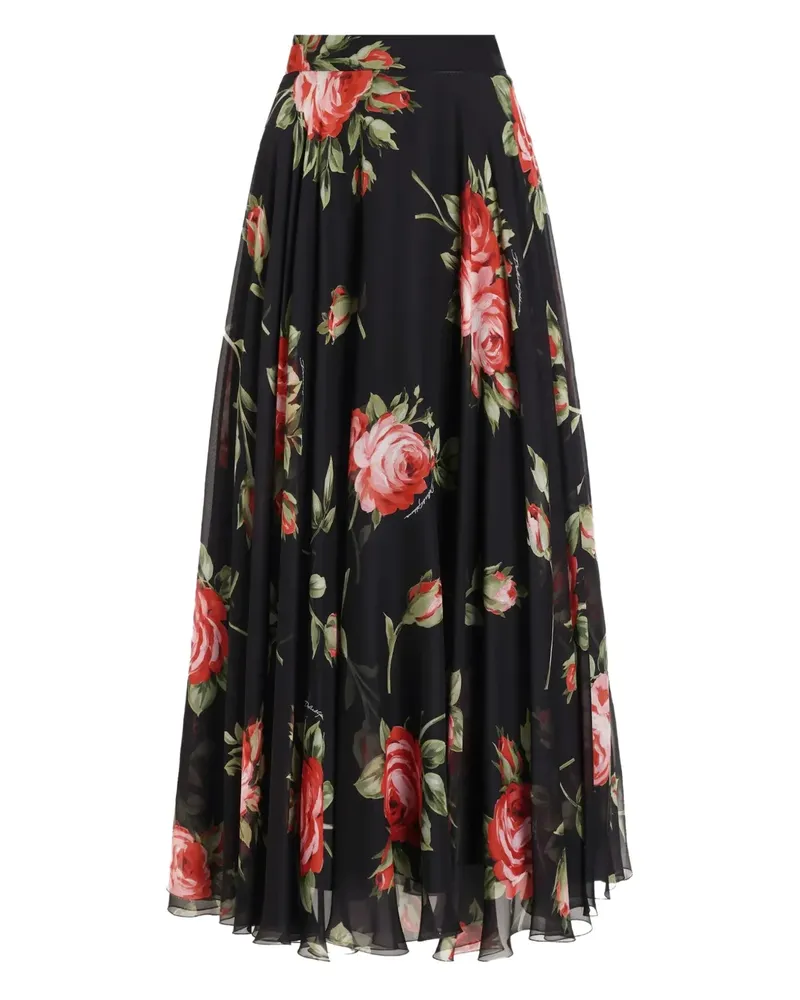 Dolce & Gabbana Midirock mit Blumenmuster - Schwarz Schwarz