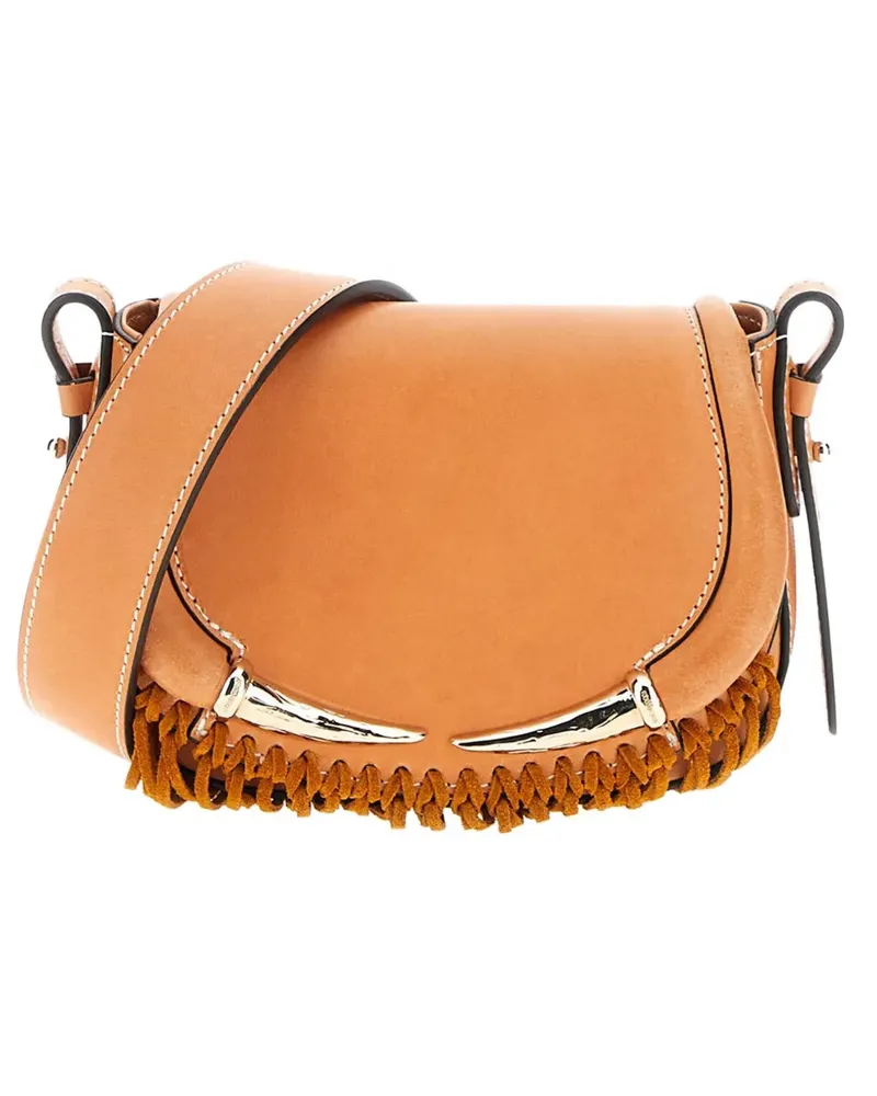Roberto Cavalli fringe-trimmed leather shoulder bag - Braun Braun