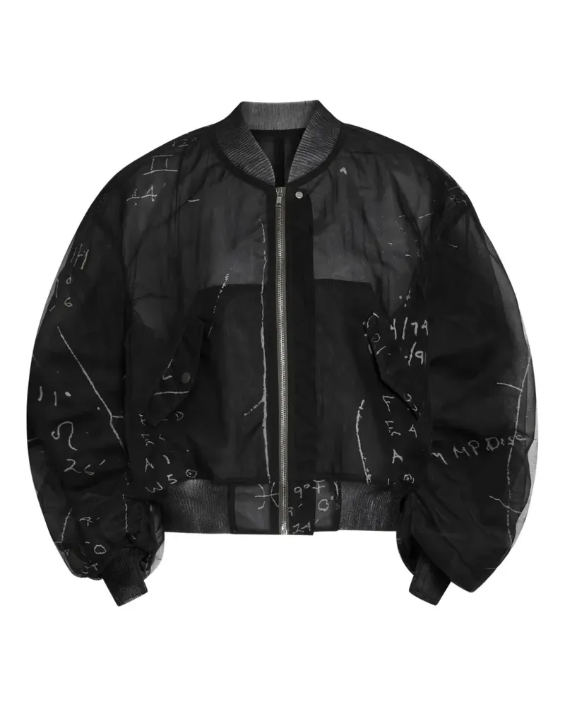 Rick Owens zip printed jacket - Schwarz Schwarz