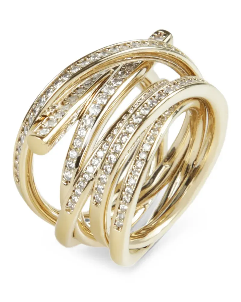Ferragamo crystal-embellished multi-strand ring - Gold Gold