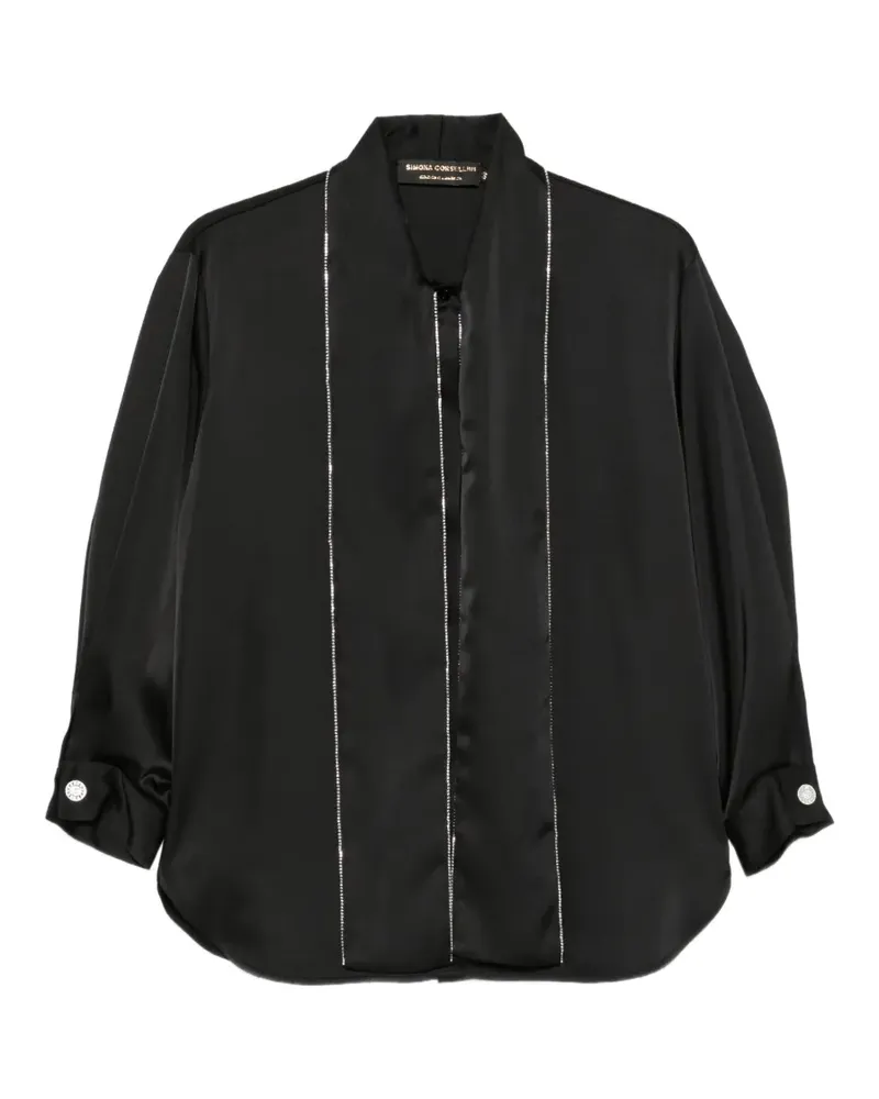 Simona Corsellini Bluse mit Kristallverzierung - Schwarz Schwarz