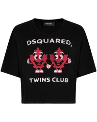 Dsquared2 Cropped-T-Shirt mit Logo-Print Schwarz