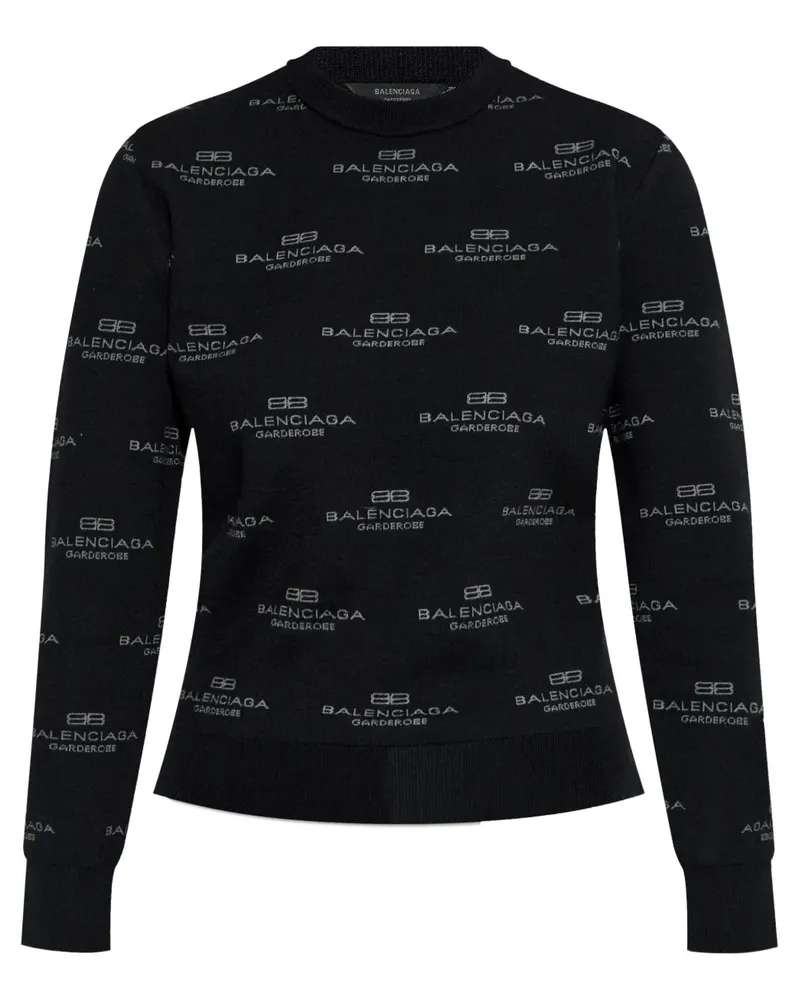 Balenciaga Gestrickter Pullover mit Logo-Muster - Schwarz Schwarz