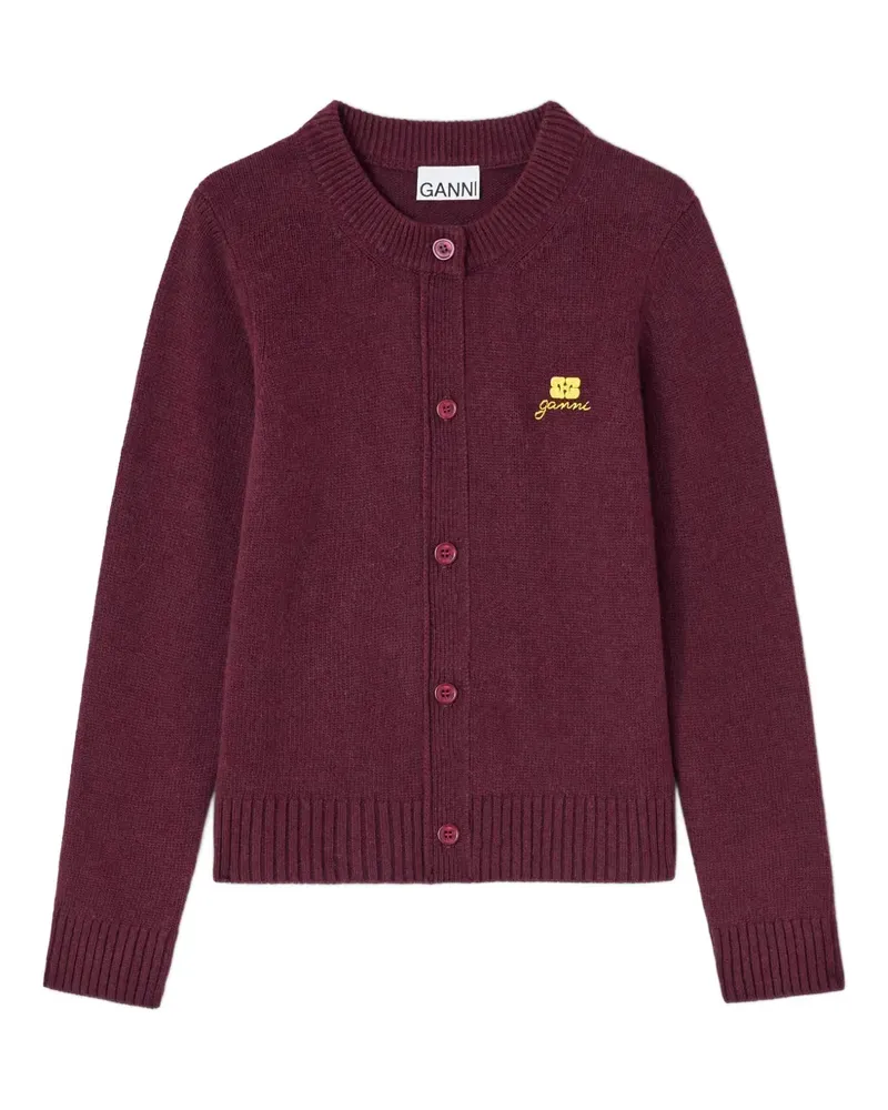 Ganni Cardigan mit rundem Ausschnitt - Rot Rot