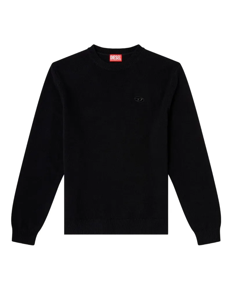Diesel Rundhals-Pullover mit Logo-Stickerei - Schwarz Schwarz