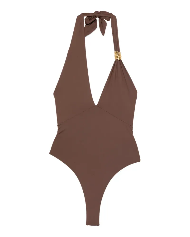 Elisabetta Franchi Badeanzug mit Neckholder - Braun Braun