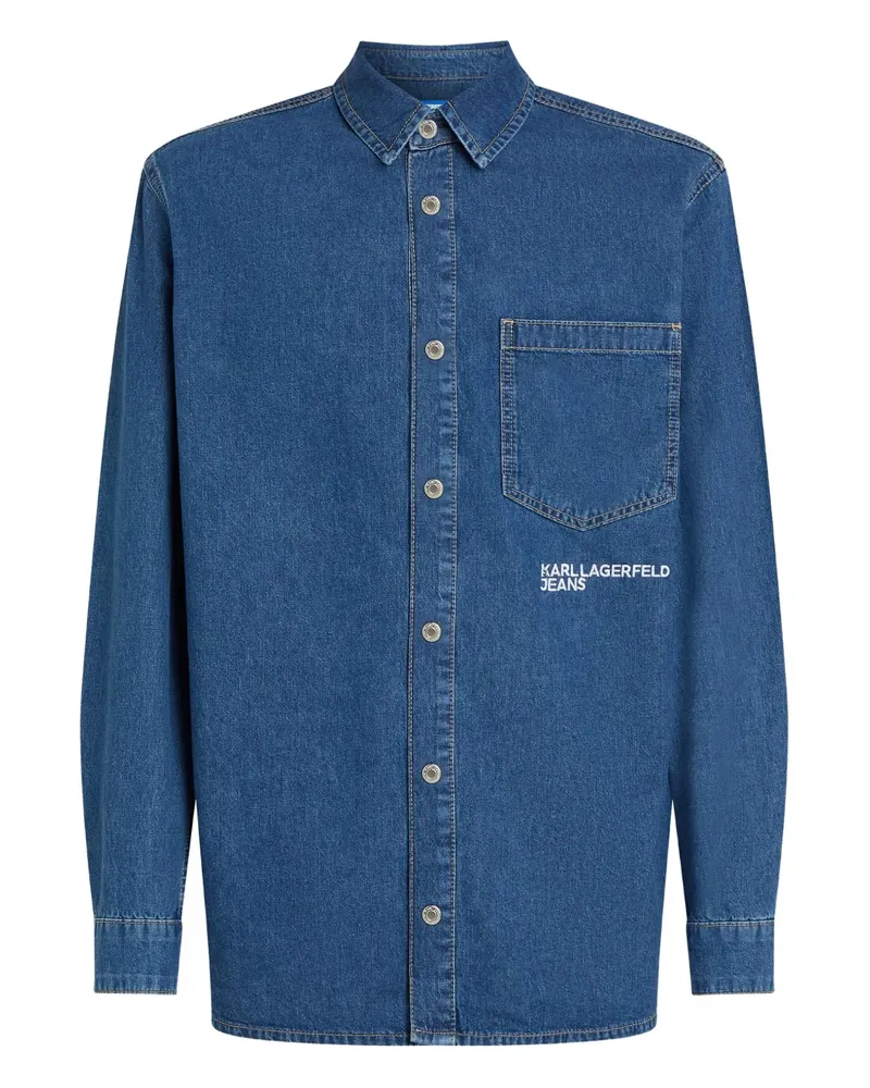Karl Lagerfeld Jeanshemd mit Logo-Stickerei - Blau Blau