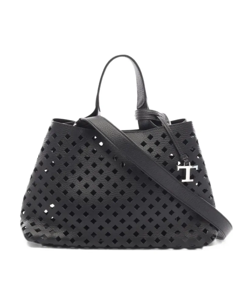 TOD'S 2010s perforierte T Timeless Tote Bag - Schwarz Schwarz