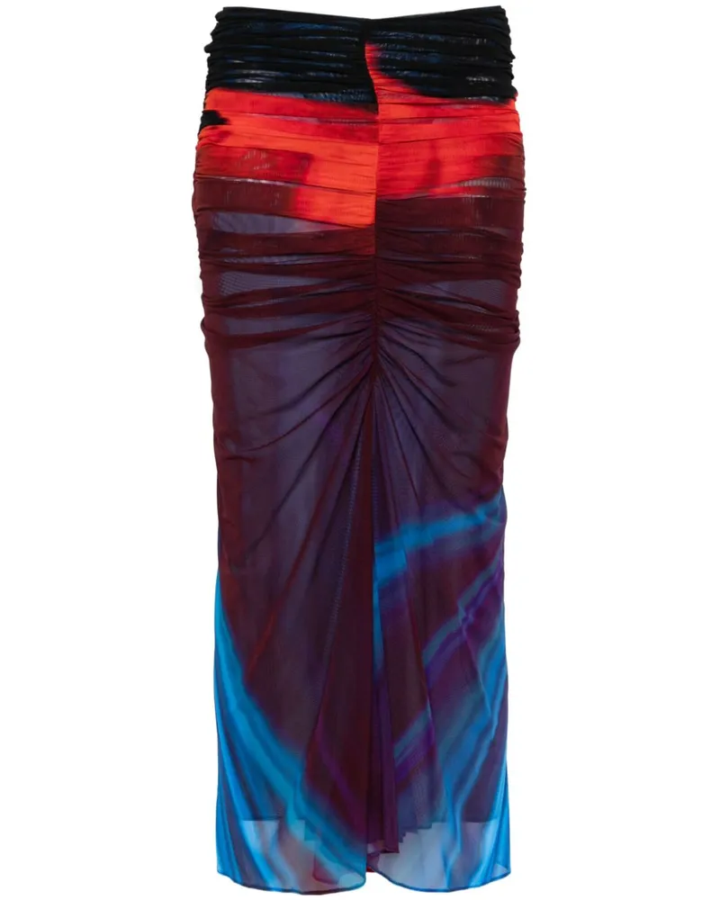 Thierry Mugler Midirock mit Raffungen - Blau Blau