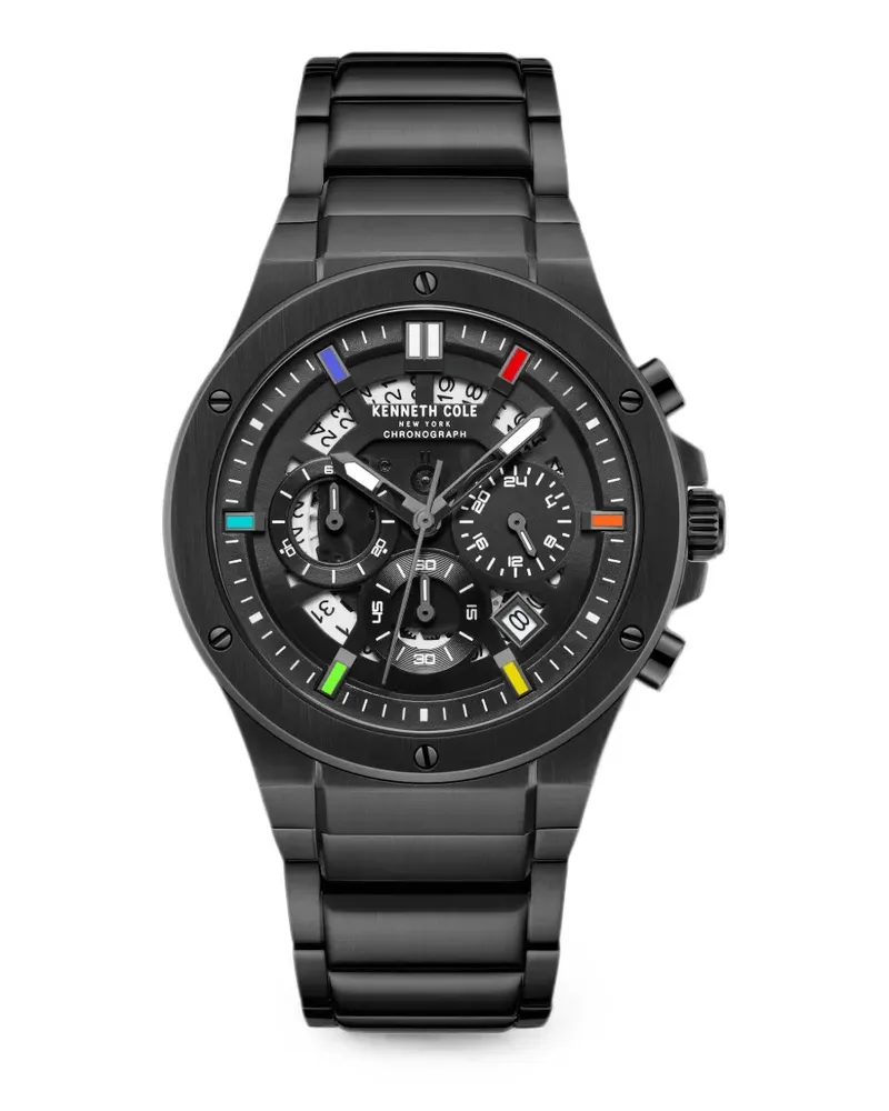 Kenneth Cole chronograph skeleton 44mm watch - Schwarz Schwarz