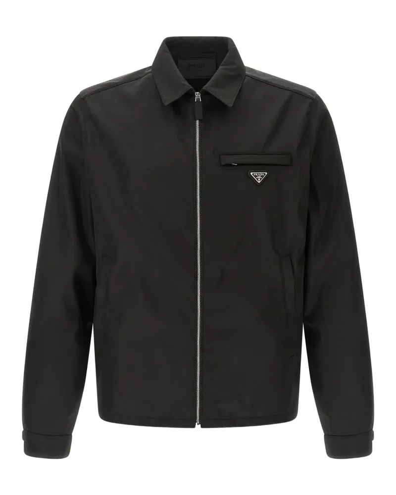 Prada triangle-logo pocket shirt jacket - Schwarz Schwarz