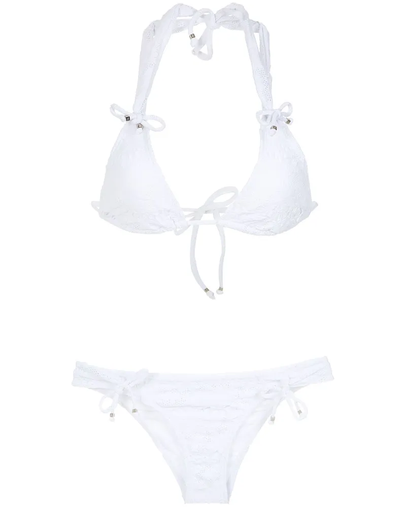Amir Slama Texturierter Bikini - Weiß Weiß