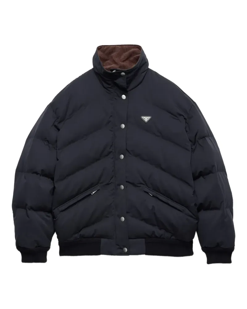 Prada medium-weight compact poplin down jacket - Blau Blau