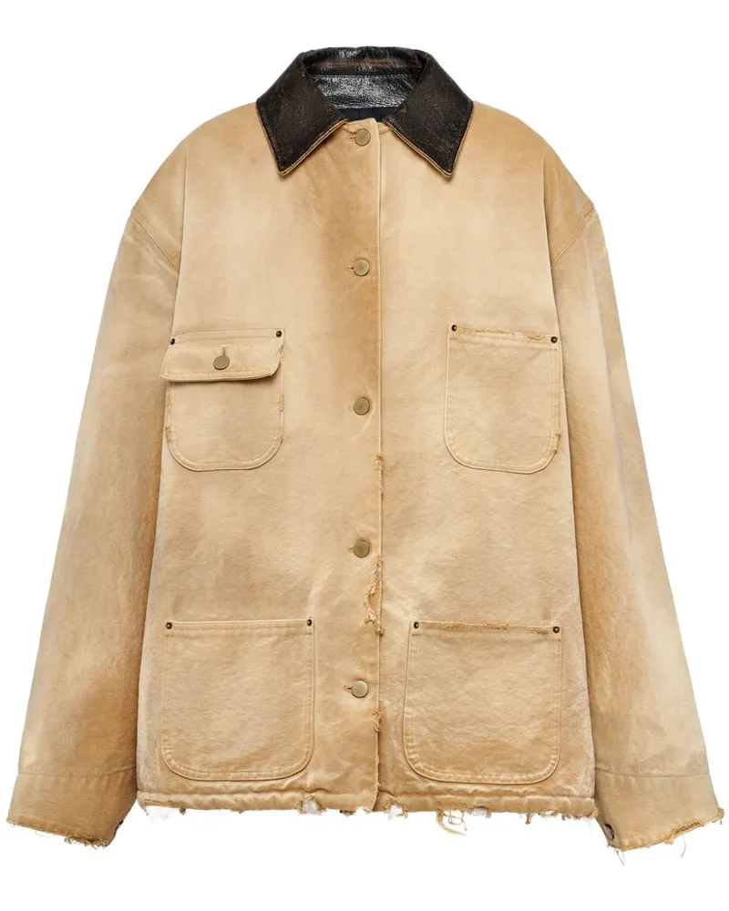 Prada Canvas-Jacke im Distressed-Look - Nude Nude